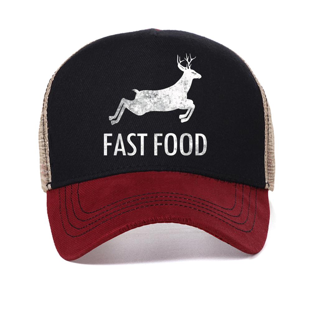 

fast food deer print baseball cap summer casual sports ajustable hat fashion outdoor breathable sun hats mesh Snapback caps Adjustable красный