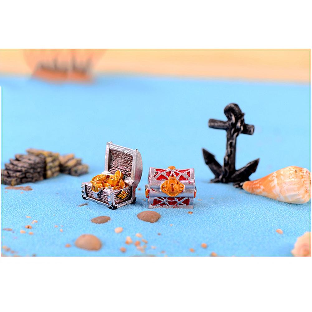 Resin Gold Coin Treasure Chest Aquarium Mini Cartoon Mediterranean Seabed Ornament Non-safe Decoration For Home Office Perfect Gift
