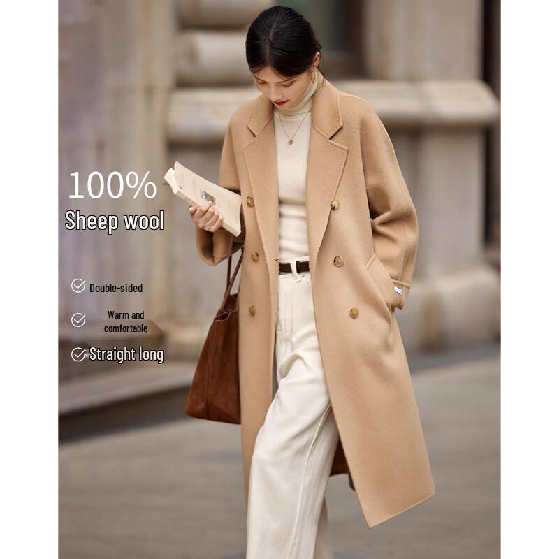 Women s Double-Sided Wool Blend Mid-Length Belted Coat XL