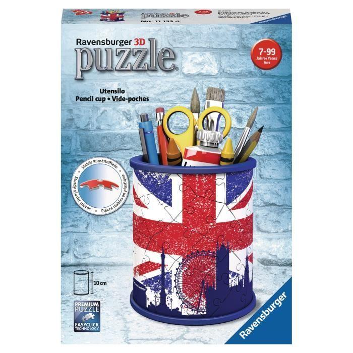 Union Jack Ravensburger 3D Puzzle Pencil Holder - Child - 54 Pieces - No Glue - From 6 Years