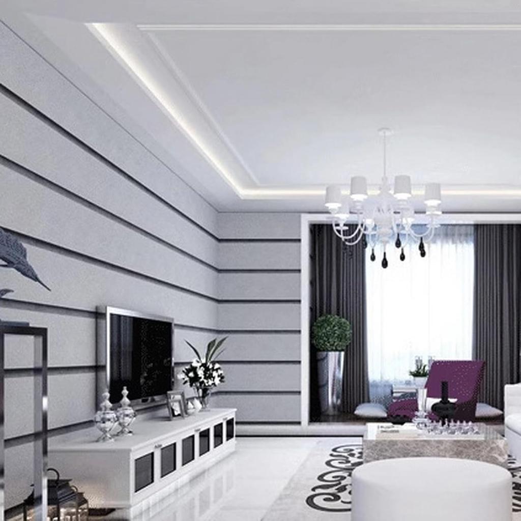 9.5M Gray Non-woven Wallpaper Modern Stripe Thickened Waterproof Wall Paper for Bedroom Living Room Background Room Decor