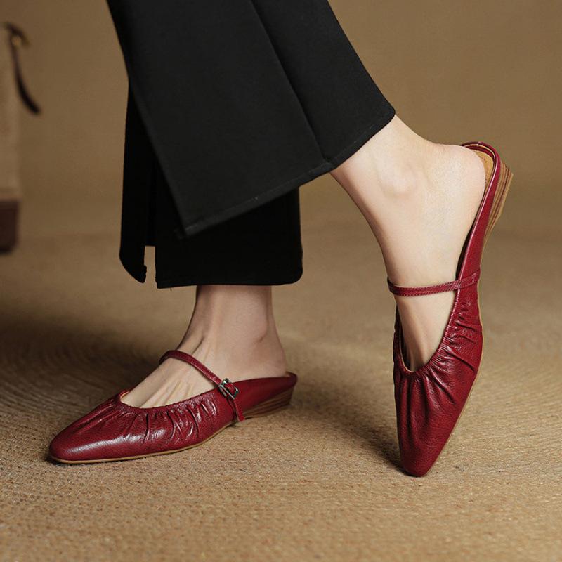 New Flat-bottomed Slippers Women's Summer Women's Bag Head Slippers Casual Solid Color Beef Tendon Soft Bottom Comfortable and Soft Pedal