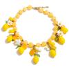 Yhpup Frühling Sommer Stil Zitrone Charme Statement Halskette Armband Armband Set 2026 Blume Acryl Harz Kette Handgefertigter Schmuck