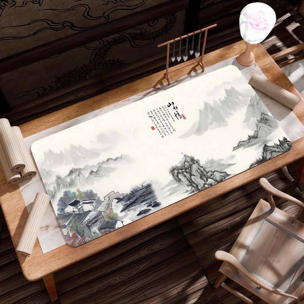 Extra Large Ancient Landscape Mouse Pad - Thick, Lock Edge, One-Piece Desk Mat