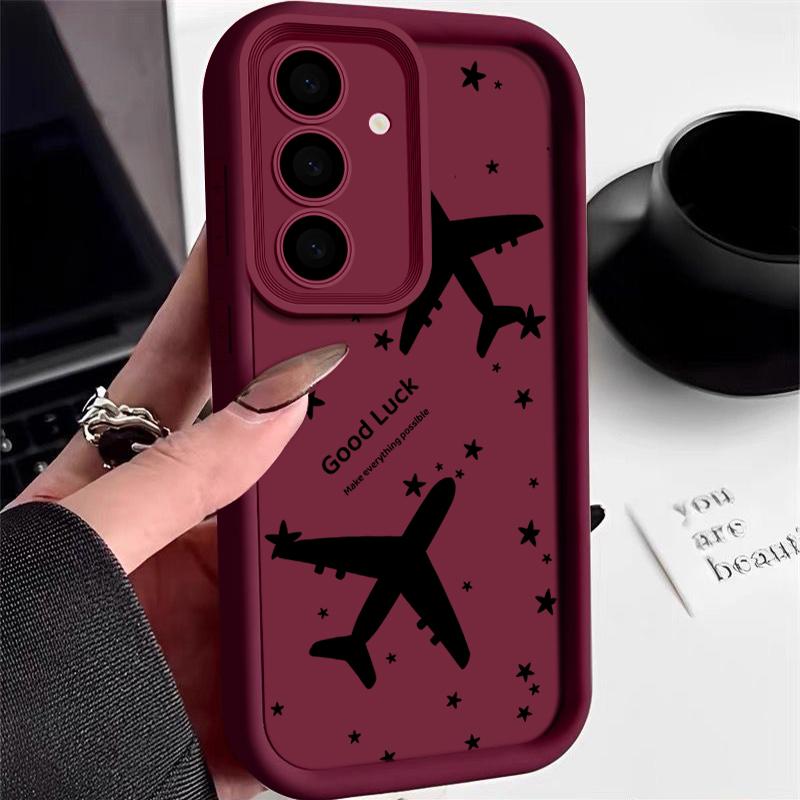 Pentru Samsung S25 Ultra S24 FE S23 S22 A56 A36 A55 A16 A15 A35 Carcase Coajă Imprimeu Avion Silicon Moale Protecție Obiectiv Rezistent la Șocuri TPU Mat Husă Telefon