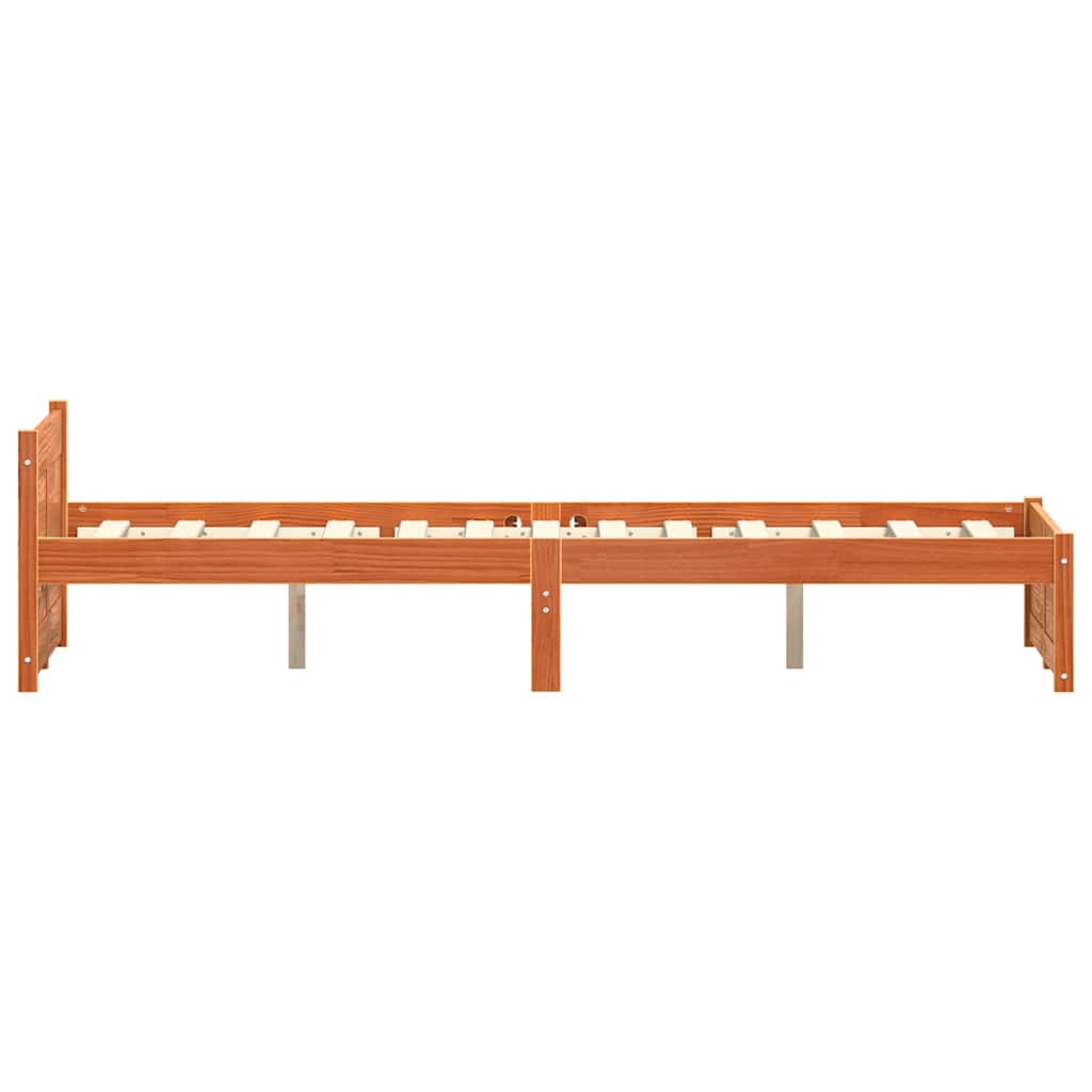 Bed Frame with Headboard Wax Brown 195.5 X 140.5 X 51 Cm