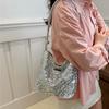 Shiny Sequins Underarm Shoulder Bag for Women PU Leather Bling Small Bucket Messenger Bag Fashion Designer Shopping Handbags
