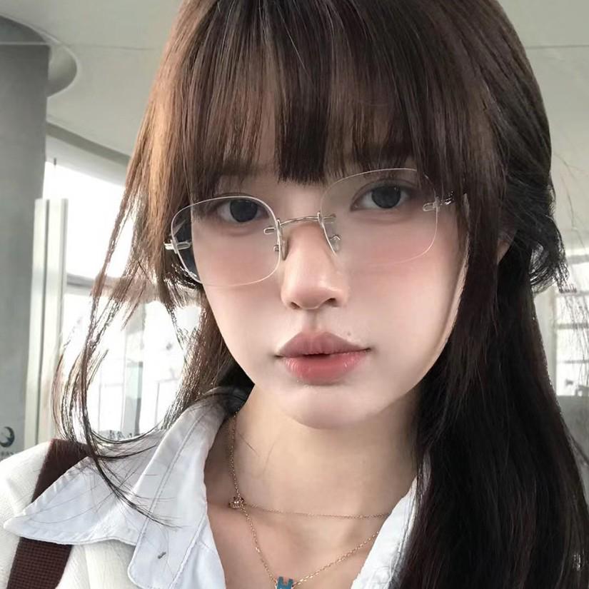 Pure Desire Frameless Celebrity-Style Gold Wire Anti-Blue Myopia Glasses