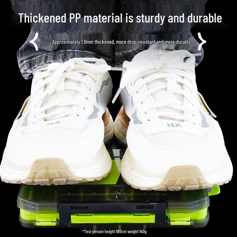 Double-sided Hard Bait Storage Box with Multi-Compartments - Thickened, Hand-held, Dual-Layer Lure Organizer for Sea Fishing.