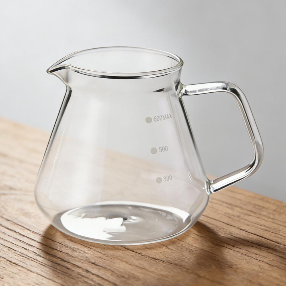 Glass Coffee Pot with Dot Scale High Temperature Resistant Teapot Pour Over Coffee Maker Puer Tea Brewing Kettle for Home Office