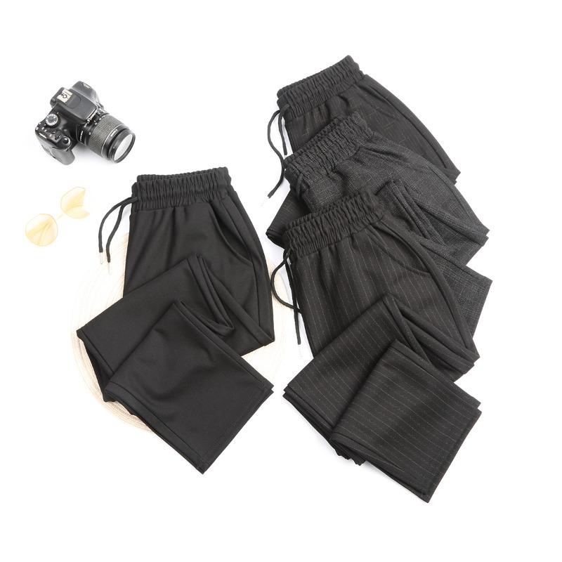 Medium Mom Pants Loose Medium Elderly Pants Women's Plaid Pants Grandma Pants Striped Pants Black Straight Pants
