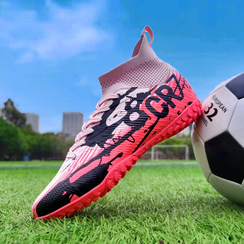

High-Top Football Shoes for Men And Women Training Sports Shoes Artificial Grass TF Spike AG Nail Youth Student Cross-Border 35