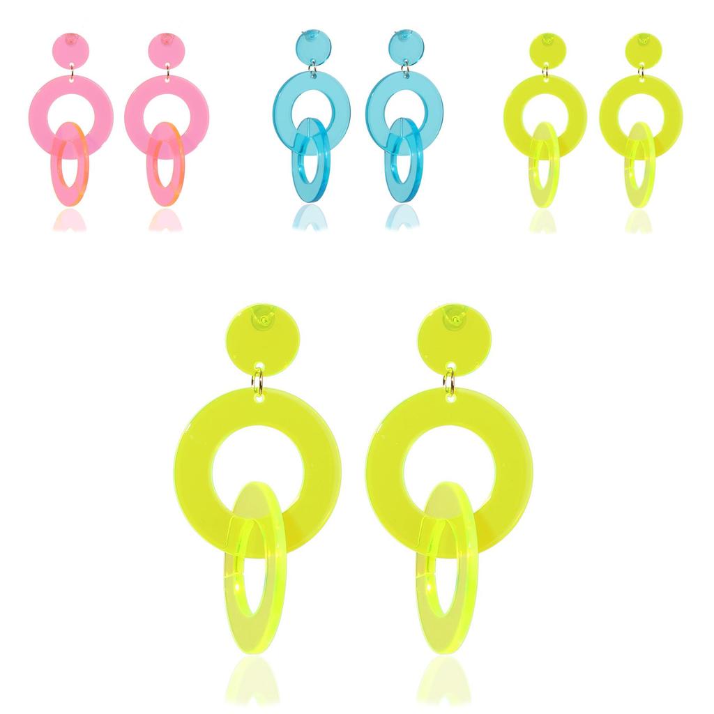 Geometric Acrylic Earrings With Fluorescent Color For Daily Fashion And Gift Use