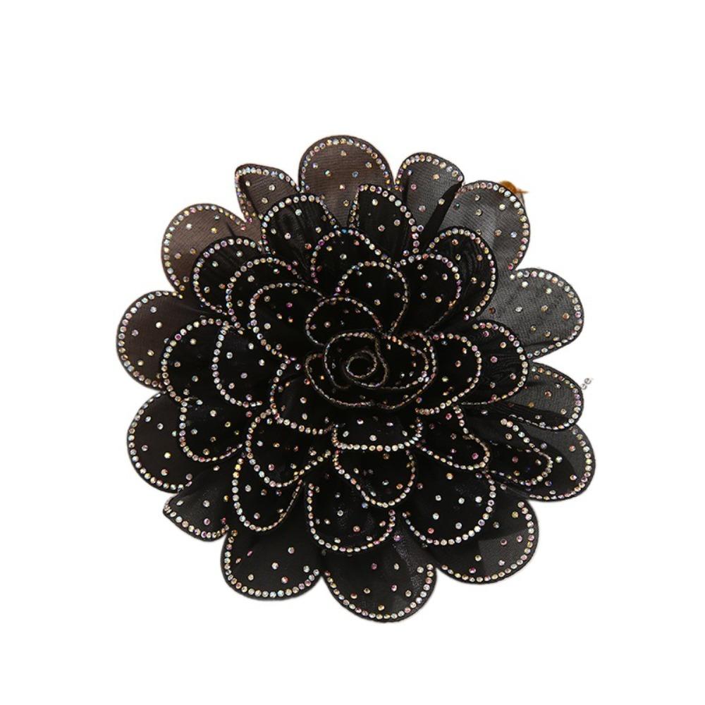 

3D Нашивка на одежду Сетка Марля Аппликации для одежды Большая тканевая нашивка-цветок Украшение для одежды чёрный