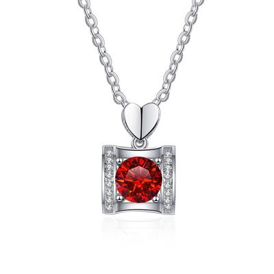 925 Sterling Silver Necklace For Women With 1CT D Color Moissanite Diamonds Square Pendant Certificate Neck Chain Fine Jewelry