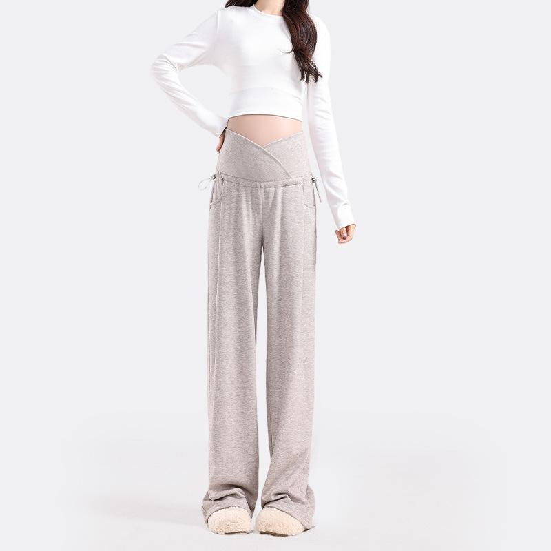 

Spring 2025 Collection: Non-Constricting Maternity Wide-Leg Pants, Low-Waist, Casual Long Pants with Plus Velvet for Spring/Autumn. XXL (fits 125-145 jin)
