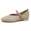 2023 Retro Low-Heeled Mary Jane Shoes: Square Toe, Soft Leather, Shallow-Mouth with Buckle Design for Women