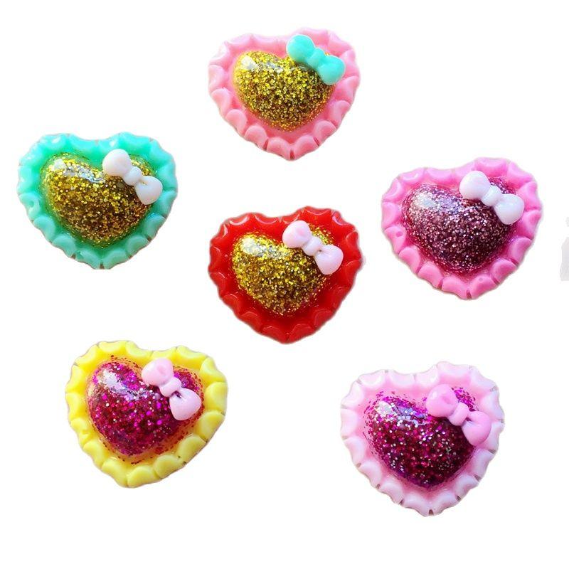 Color 20mm heart-shaped flat back hairpin accessories resin crafts rhinestone  wedding decoration