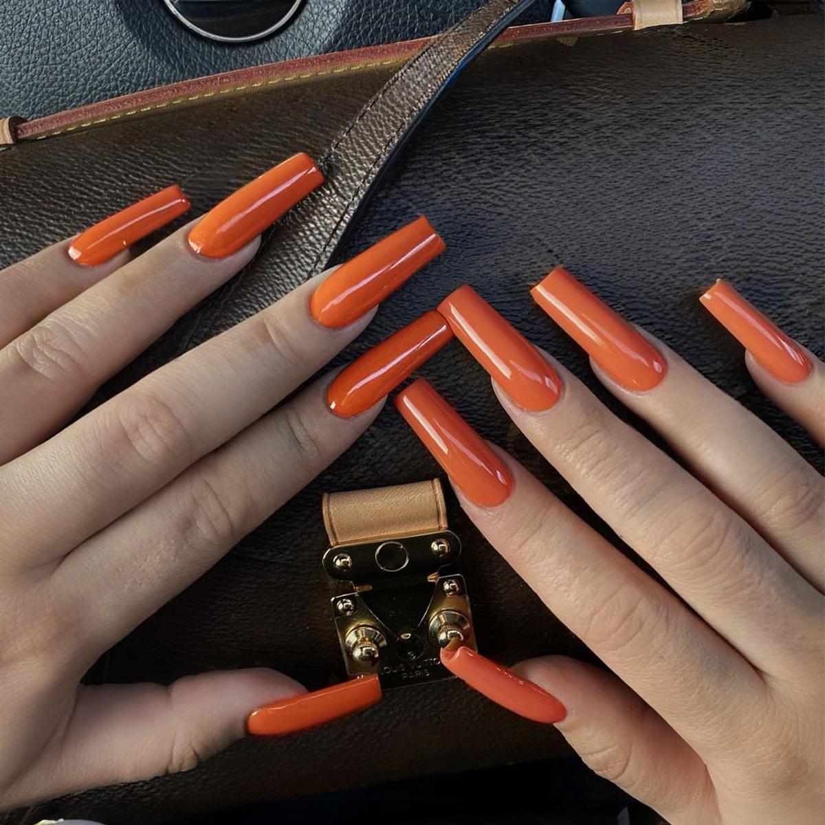 

Long Orange Wearable Nails - European & American Trend Manicure