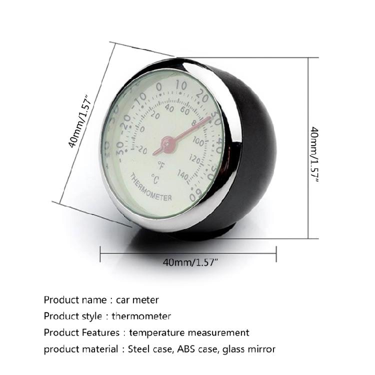 Portable Round Thermometer Fashion Mini Thermometer with Metal Frame for Auto