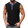 Men Sleeveless Henley Shirt Casual Athletic Tank Top Button Front Muscle Fit Summer Workout Shirt for Outdoor Sports