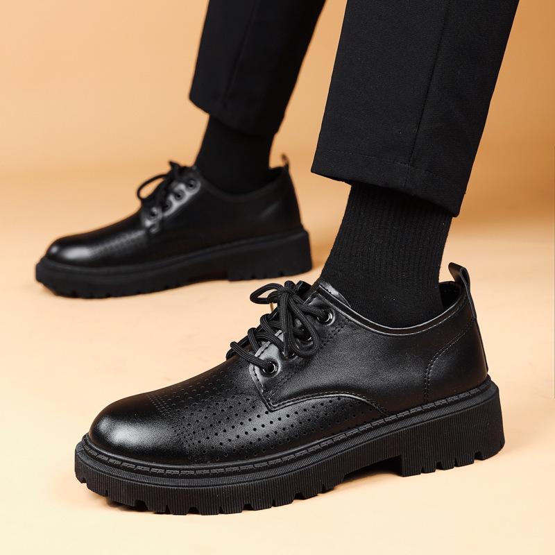 2026 Men s Summer Hollow-Out Casual Leather Shoes - Breathable Low-Top Business & Formal Wear 43