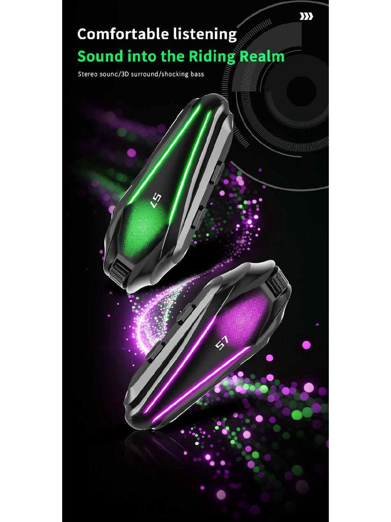 S7 Bluetooth Helmet Headset: High-Quality Sound, Waterproof, Freeze-Proof, Noise-Cancelling, Ideal for Team Riding.