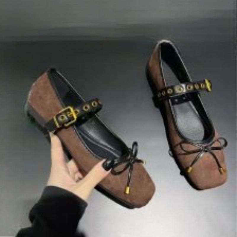 Women's Comfortable Ballet Shoes Designer Spring Fashion Square Toe Comfortable Soft Bottom Flat Shoes