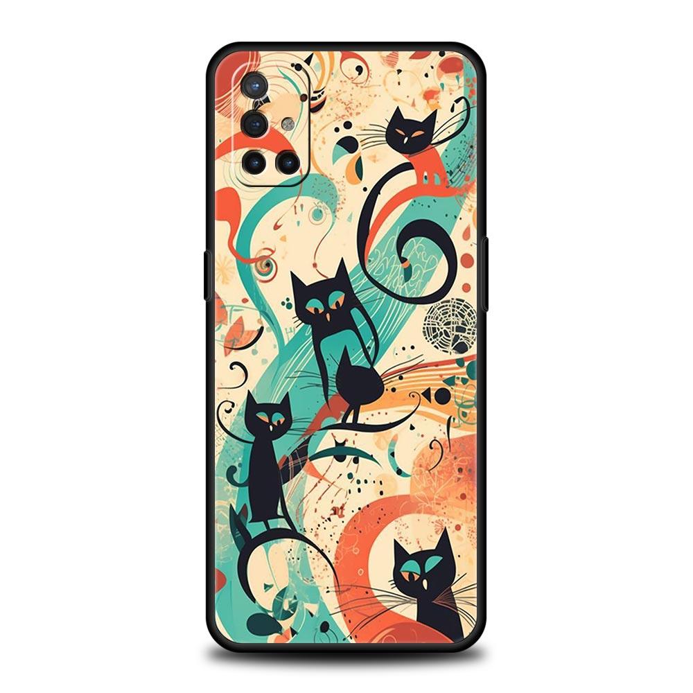 

Phone Case For Oneplus 13R 13 12 10T 11 R10 Nord N100 N200 N10 9 9R CE 2 3 Z Pro Lite Soft TPU Cover Abstract Creative Cat Line Nord CE 3 Lite-1