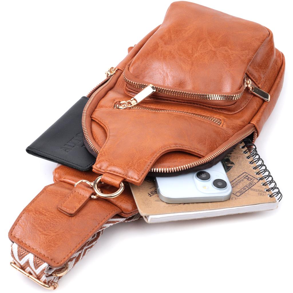 Stylish Women's Sling Bag Over the Shoulder Made of Eco-leather VINTAGE Bag 22751 Red