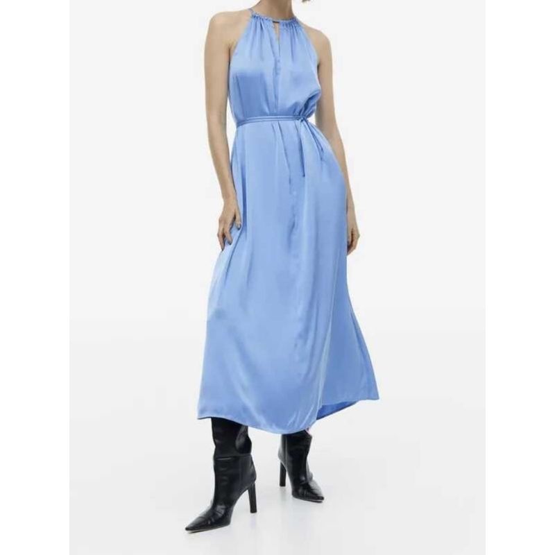 Export Single Sling High Quality Smooth Fabric Large Swing Graceful and Fashionable Elegance Stylish Minimalist Loose Dress Women