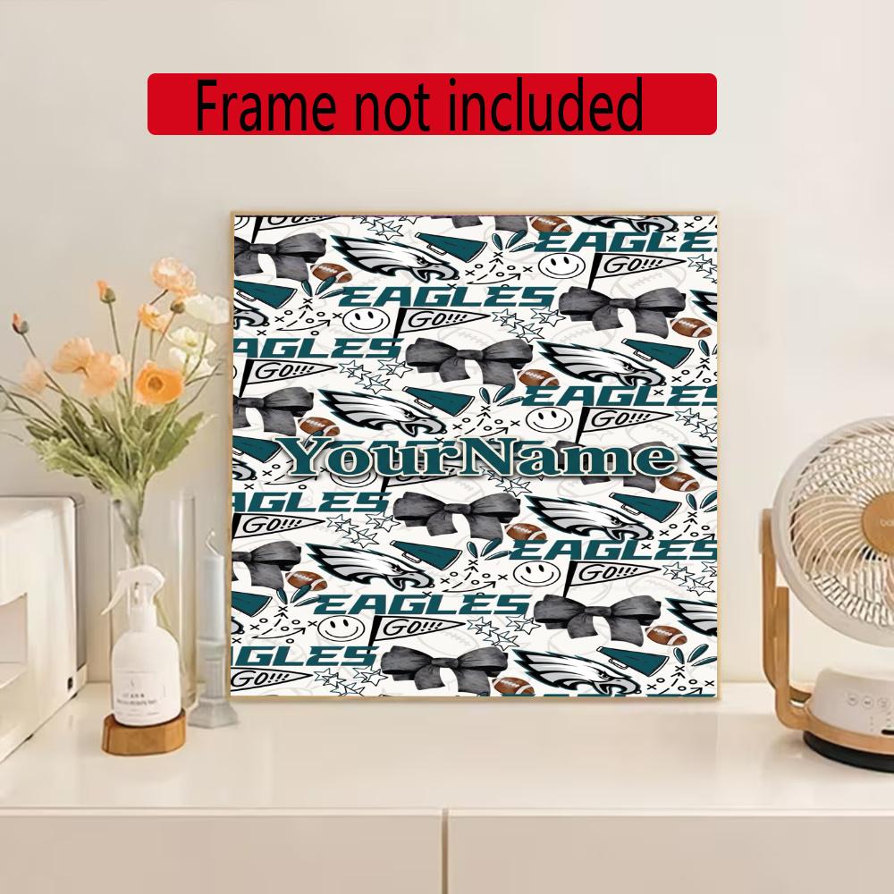 Philadelphia Eagles Customize Your Name Diamond Painting Round Diamond Rhinestones Mosaic Diamond Embroidery Wall Paintings Rhinestones Gift Frameless