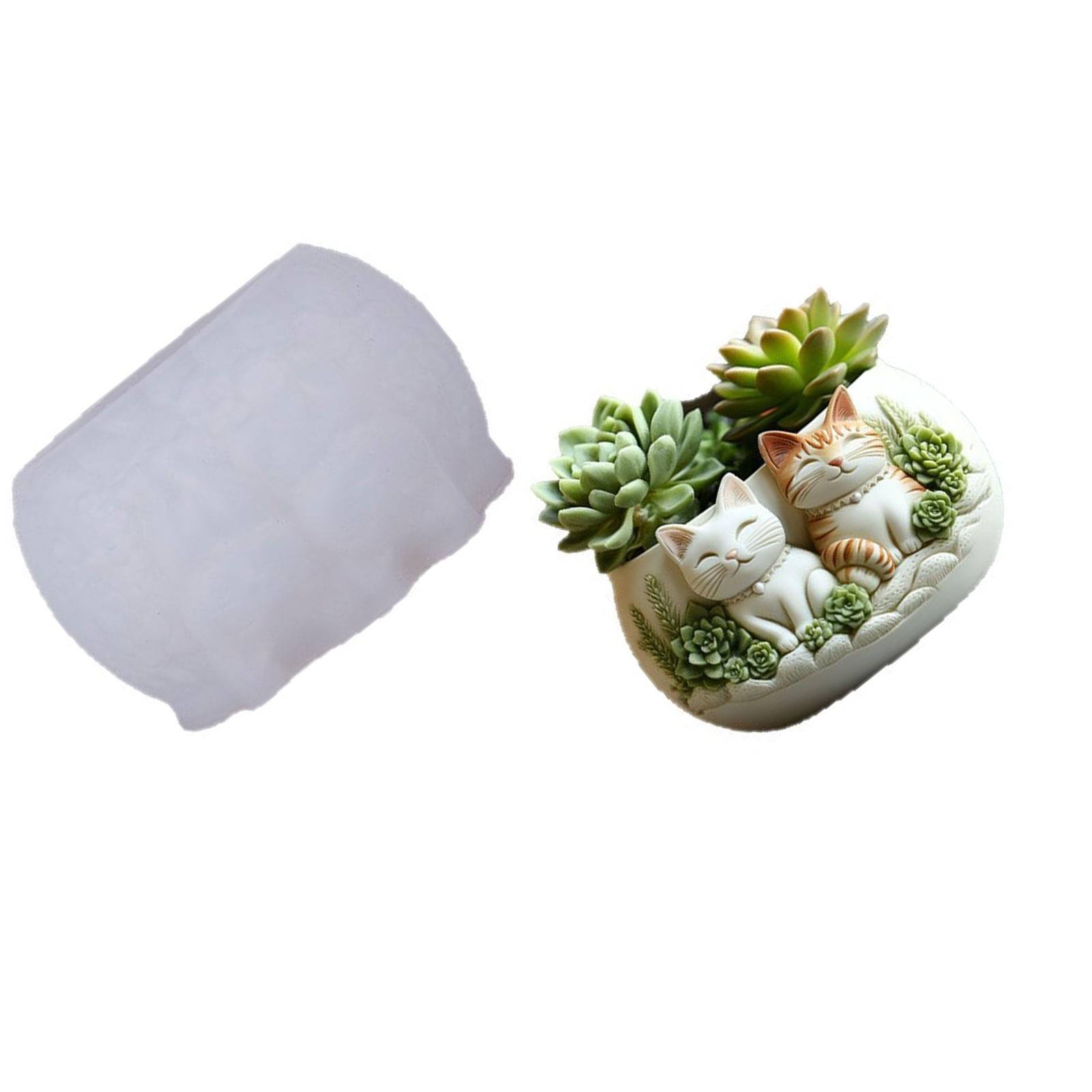 

Cats Pattern Embossed Silicone Mold Flexible Craft Tool Crafting Moulds Perfect for Resin Planter Decorative Projects 1
