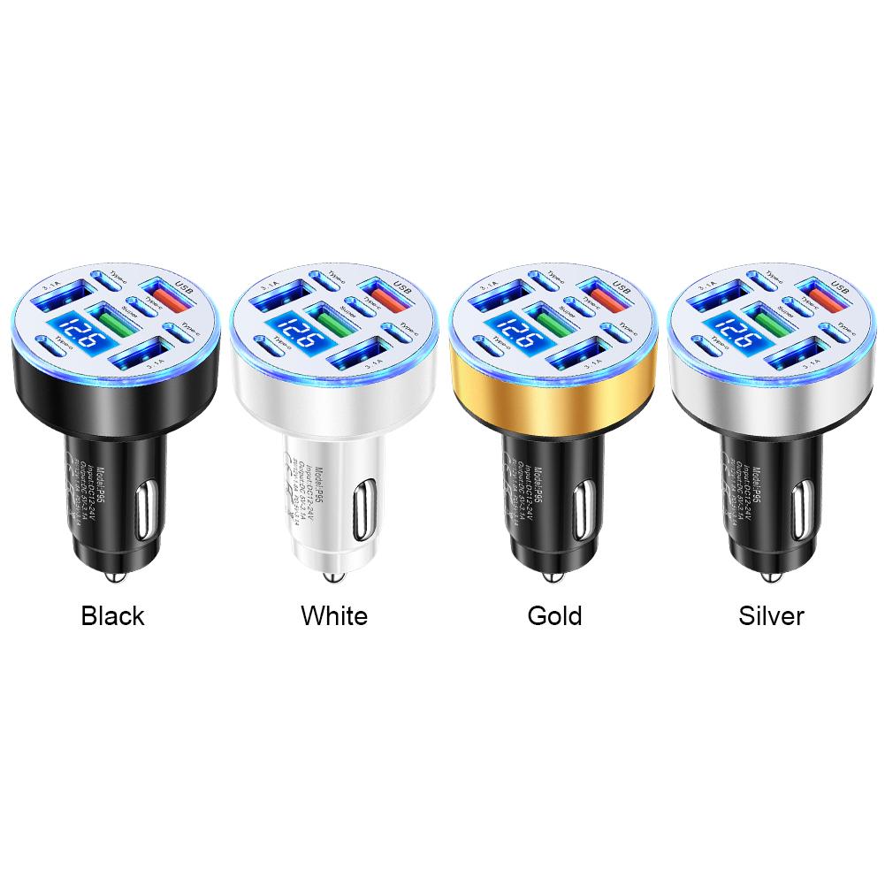 40W 8 Ports Car Charger Fast Charging Charger with Voltage Display Cigarette Lighter Plug Adapter Lightweight for Phone Tablet
