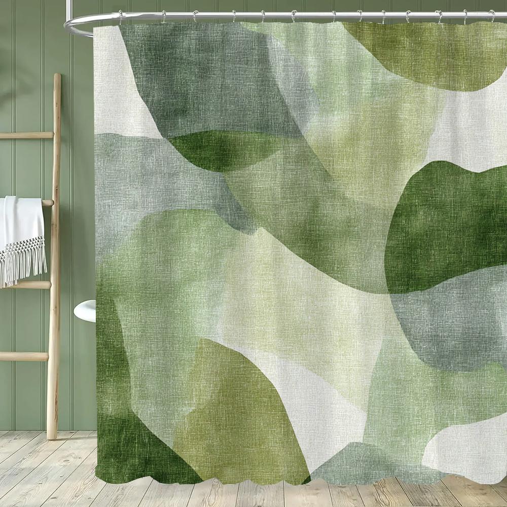 Modern Geometric Shower Curtain, Stylish Design Modern Minimalist Bathroom Curtain , Home Decoration Curtain With Hooks