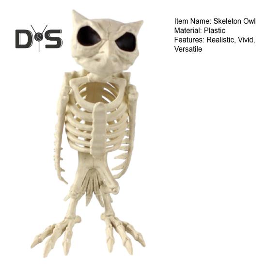 Halloween Skeleton Owl Decoration Realistic 12" Skeleton Animal Figure Plastic Owl Bone Model for Haunted House Party Decor
