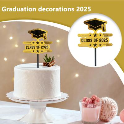 Graduation Cupcake Toppers 2025 Black and Gold Graduation Cupcake Picks Appetizer Picks Decorative Photo Booth Props Table
