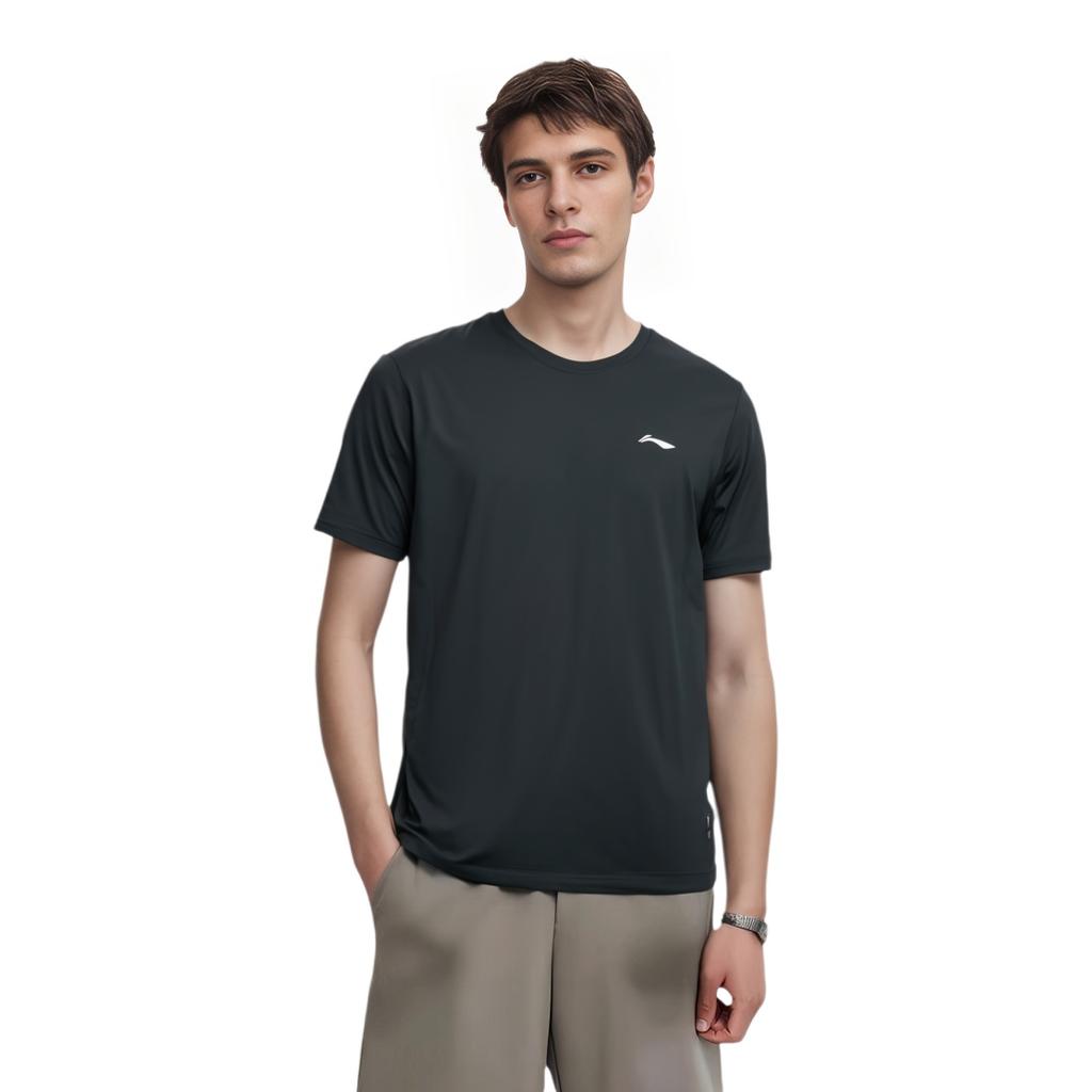 Li-Ning Quick-Dry Breathable Knitted Round Neck Short Sleeve T-Shirt Men Tops Black AHSR591-2