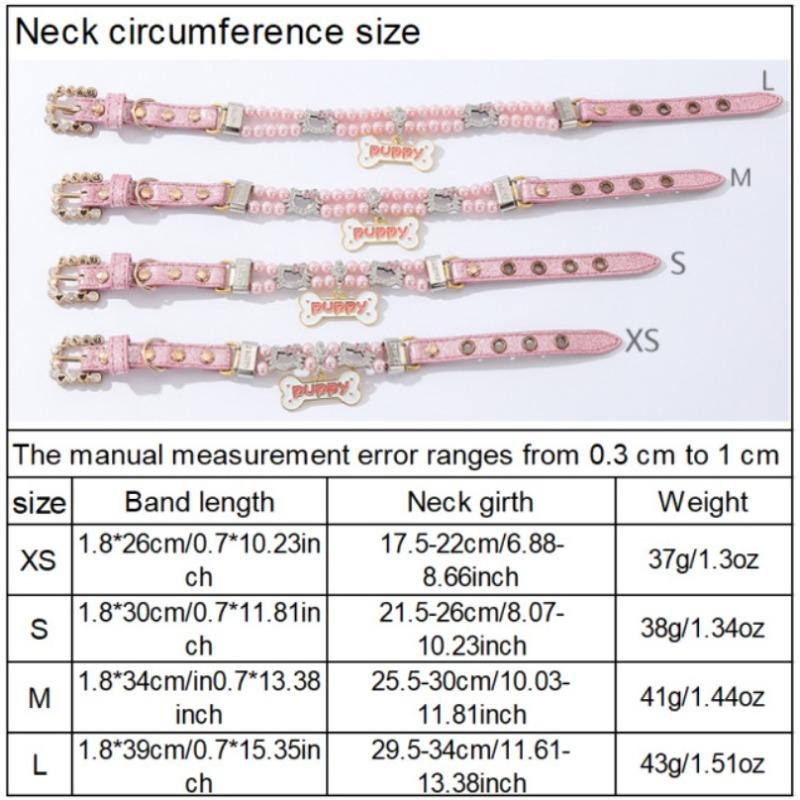 New Pet Bead Big Bone Hanging Collar, Small Cat Dog Simulation, Pearl Rhinestone, Cat Head Bead String, Cat Chain Item