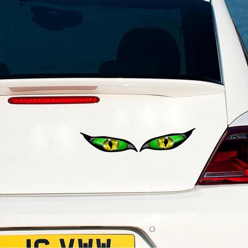 2pcs Car Sticker Evil Eye Pvc Zombie Sunscreen Waterproof Decal for Rearview Mirror 13cm*5cm