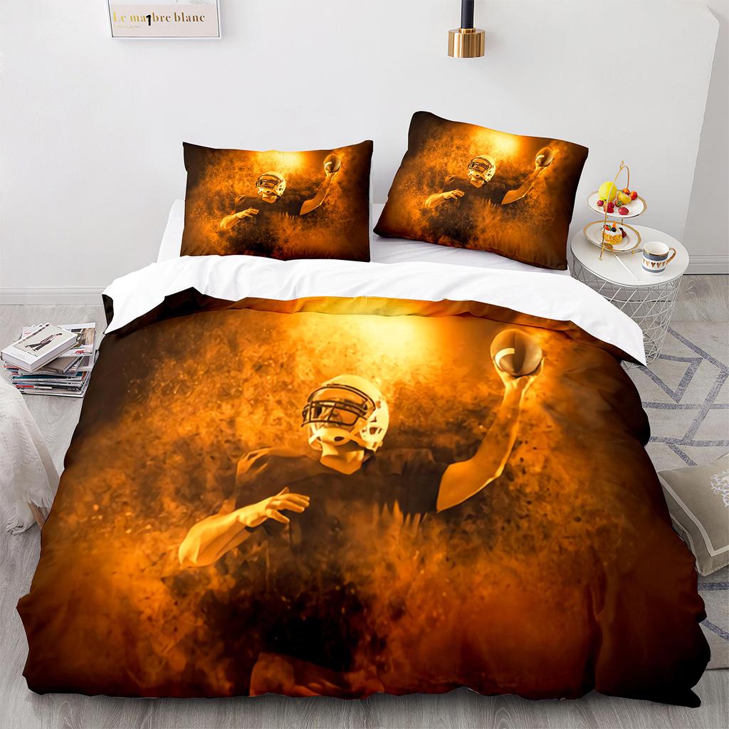 American Football Duvet Cover Set Queen/Full/King Size Skull Bedding Set 3pcs for Kids Boys Teens Sports Gaming Comforter Cover