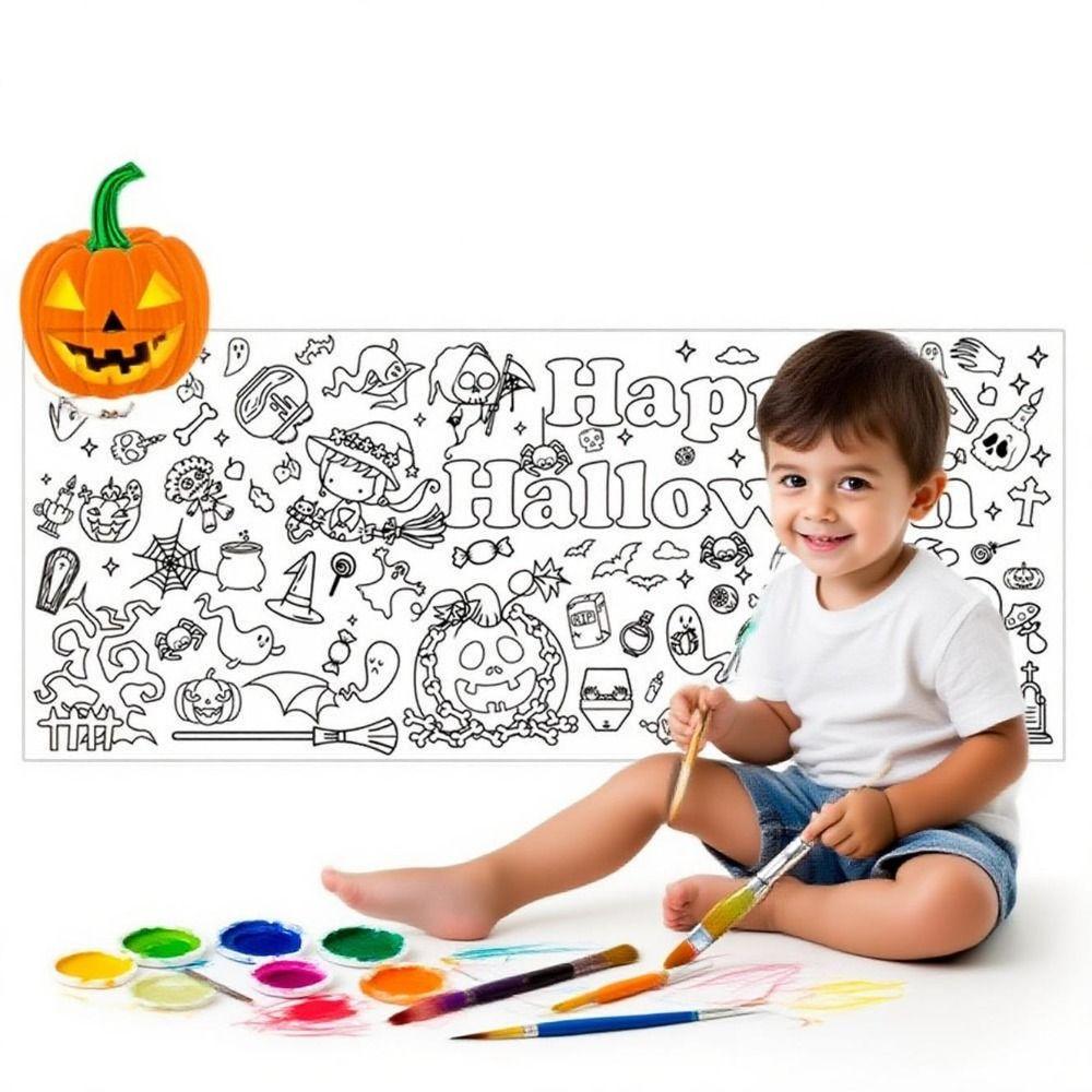 Handmade Children's Drawing Tablecloth Cartoon DIY Party Tablecloth Halloween Decorations