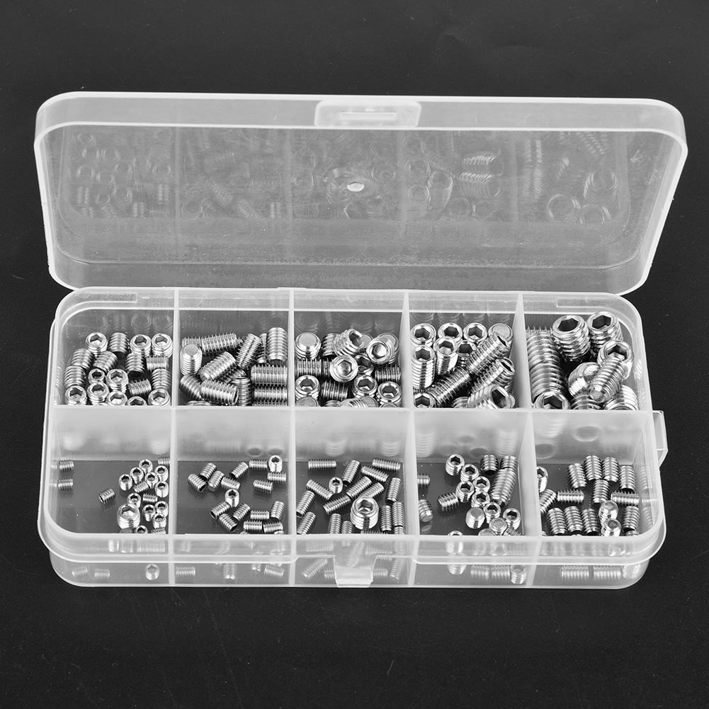 Grub Screws 245Pcs Headless Set Screws Set Stainless Steel Hex Socket Concave End Fasteners Stainless Self Tapping Screws SCRW-128599 Grub Screws 245Pcs Headless Set Screws Set Stainless Steel Hex Socket Concave End Fasteners Stainless Self Tapping Screws SCRW-128599