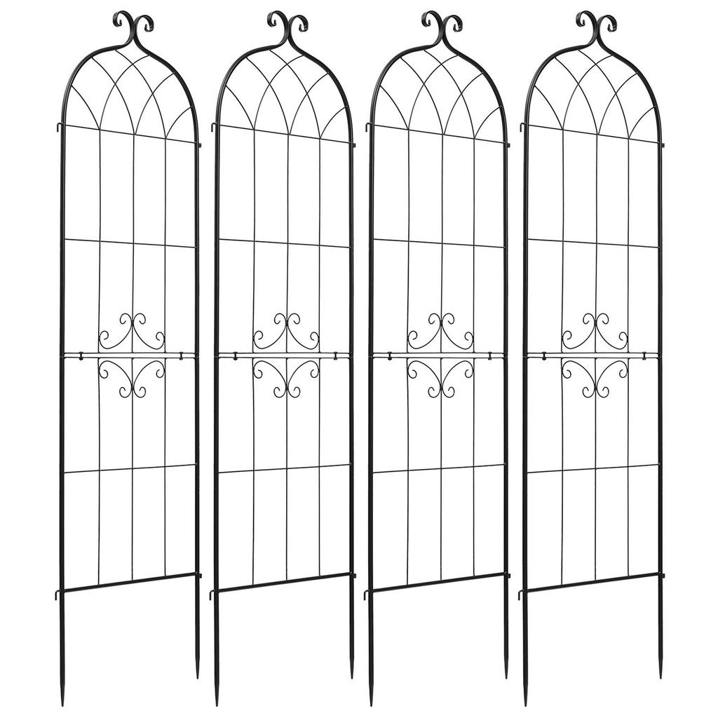 Garden Trellis, 180 x 52.5 cm Rose Trellis, 4 Packs Garden Flower Rose Trellises with Powder-Coated Finish & Convenient Locking Design, Plant Support