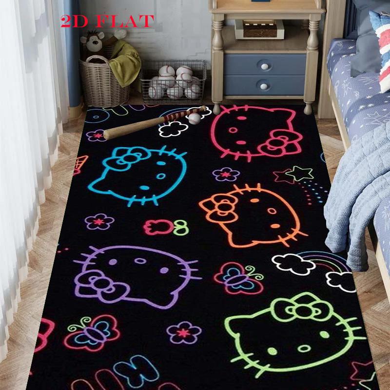 Hello Kitty Neon Stripes carpet Camping Trip Suitable For All Seasons Nap carpet Outdoor Plush carpet Bedroom