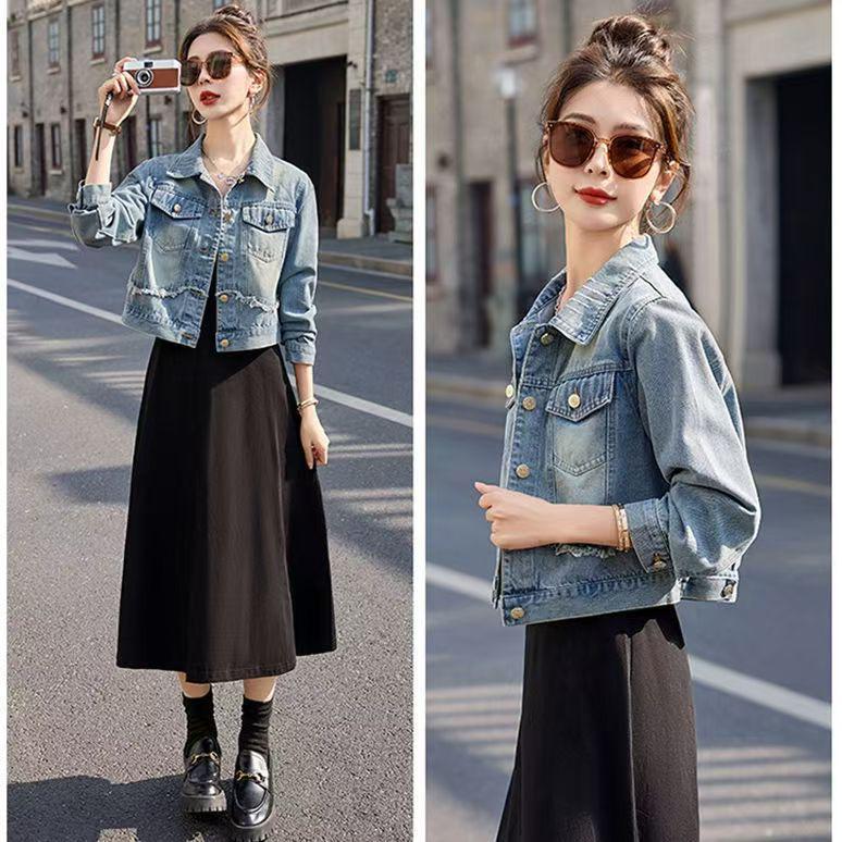Women's Retro Denim Jacket - Autumn 2025 Petite Collection, Age-Reducing Stylish Design