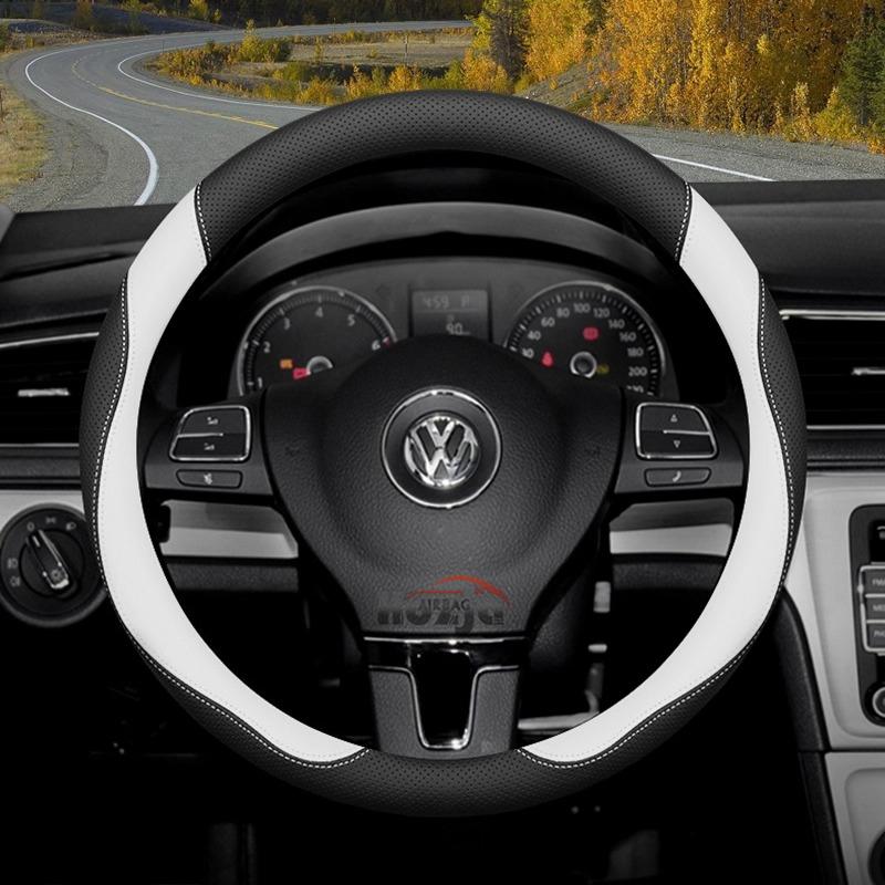 Skórzana Pokrowiec na Kierownicę Samochodową do Volkswagen Tiguan T-cross Teramont Polo Jetta Caddy T-roc Tayron Crafter 2025 Akcesoria