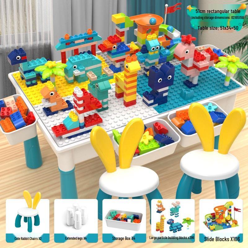 Multifunctional Large Particle Building Block Table for Kids: Educational Toy for Boys, Girls, and Babies
