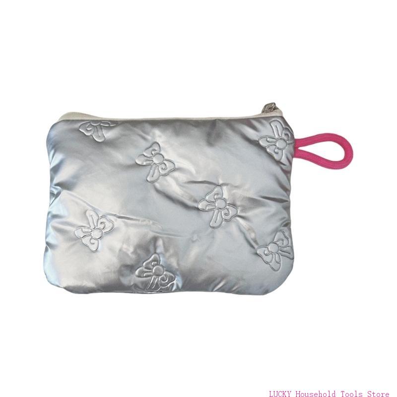 

J0MC Sophisticated Silver Quilted Storage Pouches Convenient Bags for Travel and Parties Fit Easily in Bags or Pockets