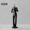 High-end Textured Decor Minimalist Black Resin Figurines, Modern Abstract Musician & Golfer Statues, Luxury Home Light Accents for Living Room